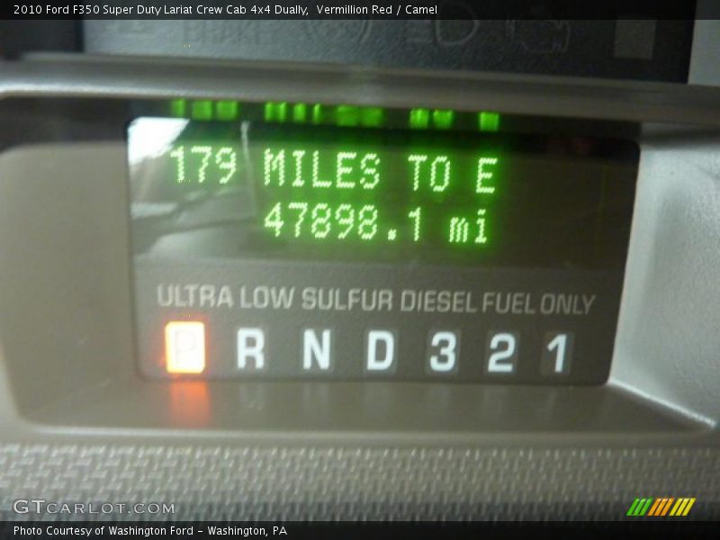 Vermillion Red / Camel 2010 Ford F350 Super Duty Lariat Crew Cab 4x4 Dually