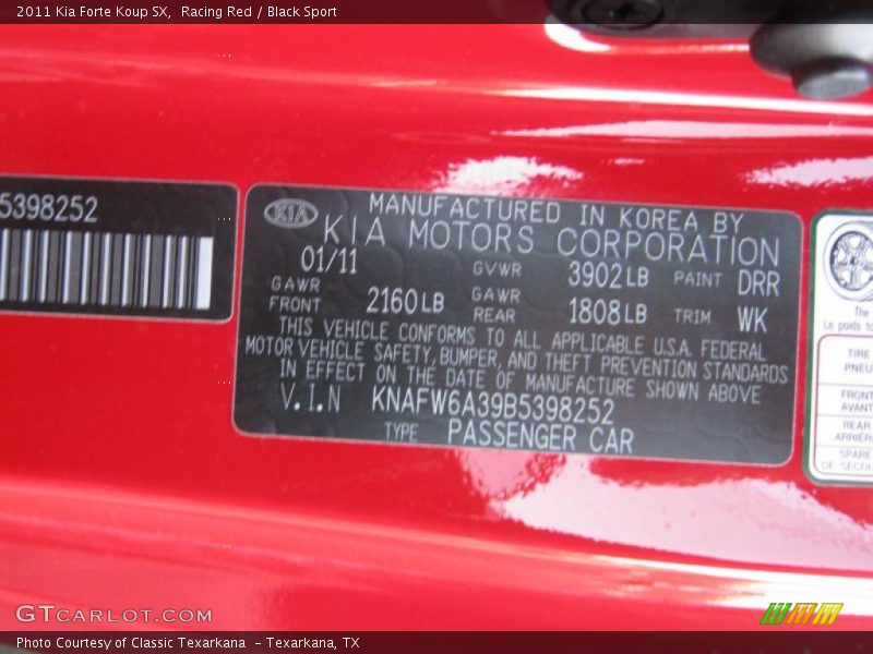 Racing Red / Black Sport 2011 Kia Forte Koup SX