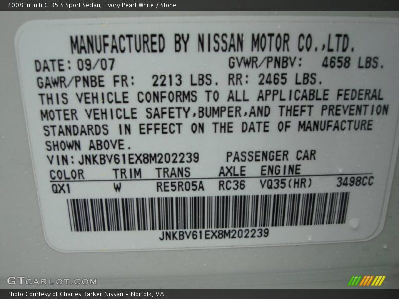 Ivory Pearl White / Stone 2008 Infiniti G 35 S Sport Sedan