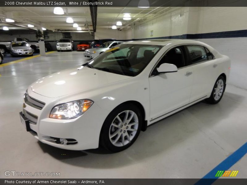White / Ebony/Brick Red 2008 Chevrolet Malibu LTZ Sedan