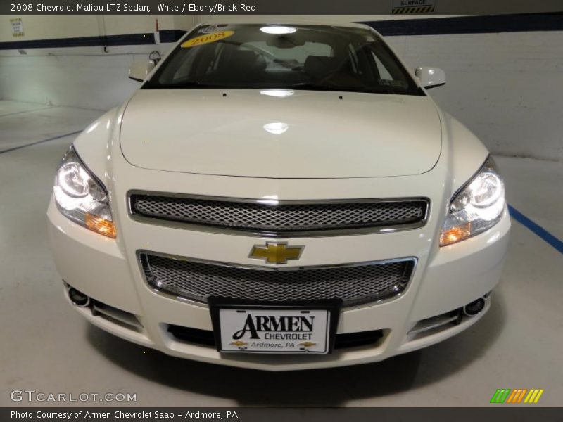 White / Ebony/Brick Red 2008 Chevrolet Malibu LTZ Sedan