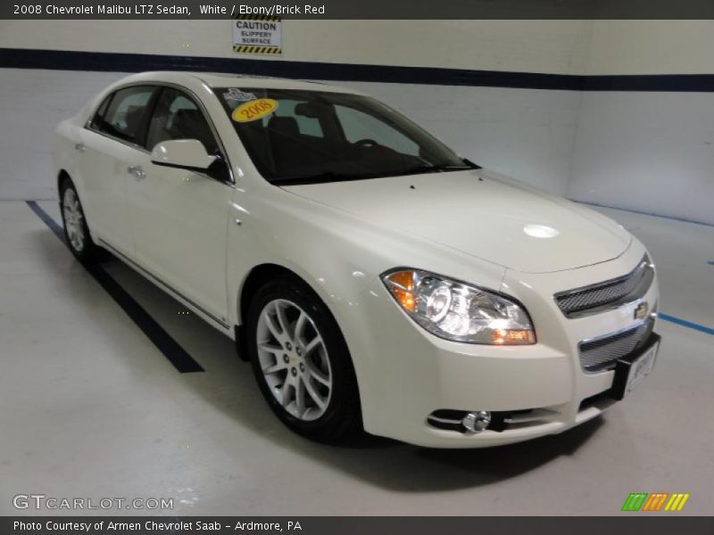 White / Ebony/Brick Red 2008 Chevrolet Malibu LTZ Sedan