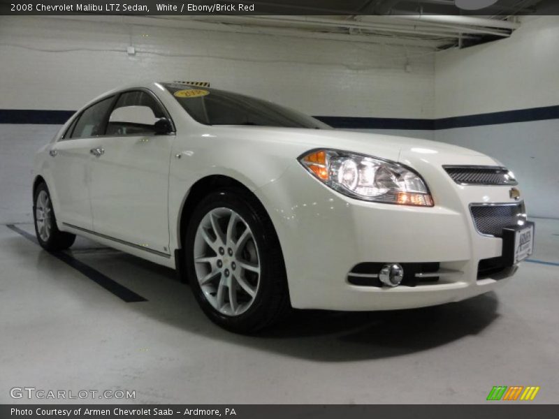 White / Ebony/Brick Red 2008 Chevrolet Malibu LTZ Sedan