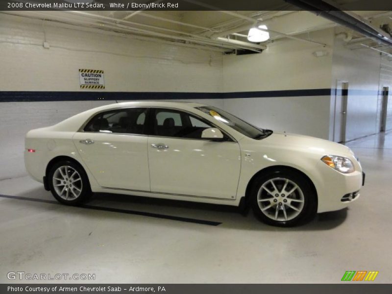 White / Ebony/Brick Red 2008 Chevrolet Malibu LTZ Sedan