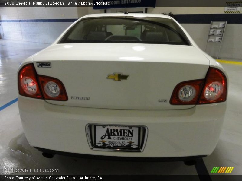 White / Ebony/Brick Red 2008 Chevrolet Malibu LTZ Sedan
