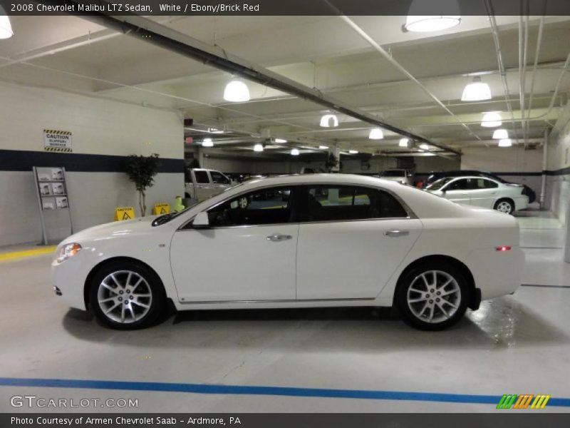 White / Ebony/Brick Red 2008 Chevrolet Malibu LTZ Sedan