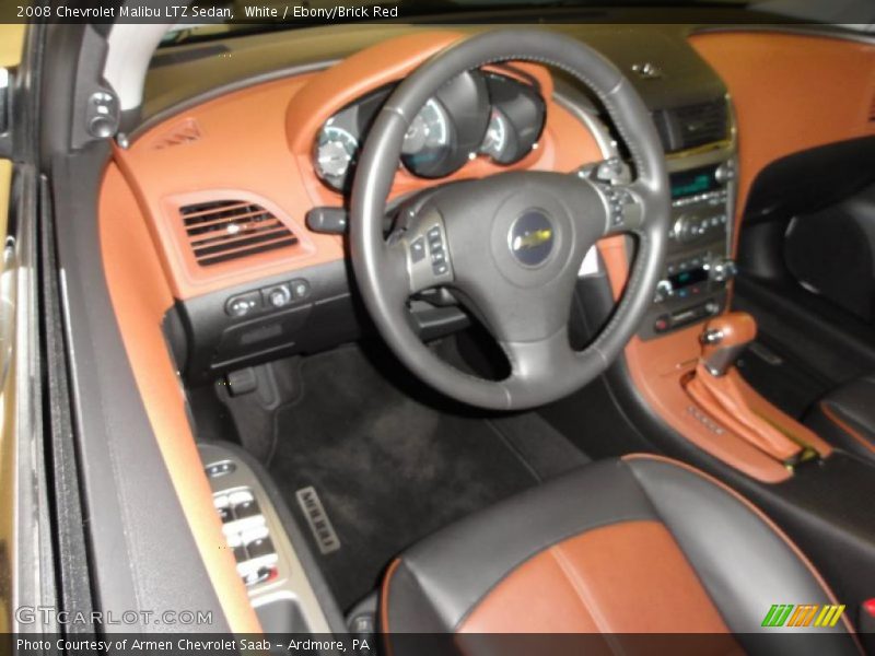 White / Ebony/Brick Red 2008 Chevrolet Malibu LTZ Sedan