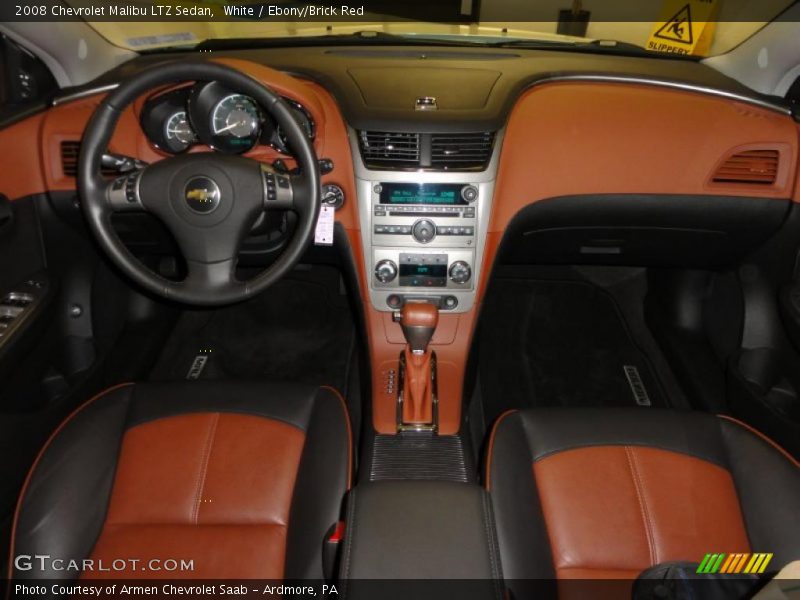 White / Ebony/Brick Red 2008 Chevrolet Malibu LTZ Sedan