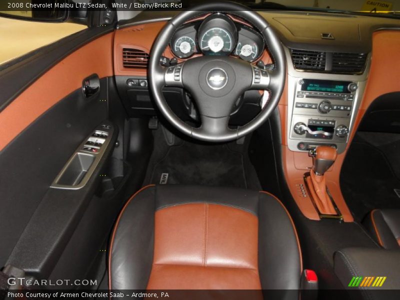 White / Ebony/Brick Red 2008 Chevrolet Malibu LTZ Sedan