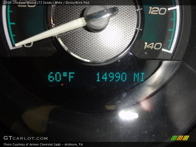 White / Ebony/Brick Red 2008 Chevrolet Malibu LTZ Sedan
