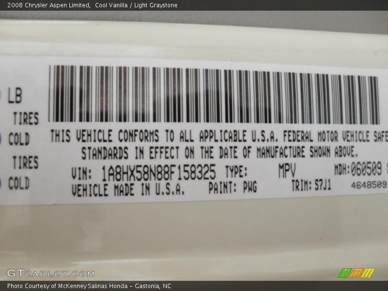 Cool Vanilla / Light Graystone 2008 Chrysler Aspen Limited