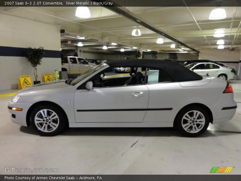 Silver Metallic / Black/Gray 2007 Saab 9-3 2.0T Convertible