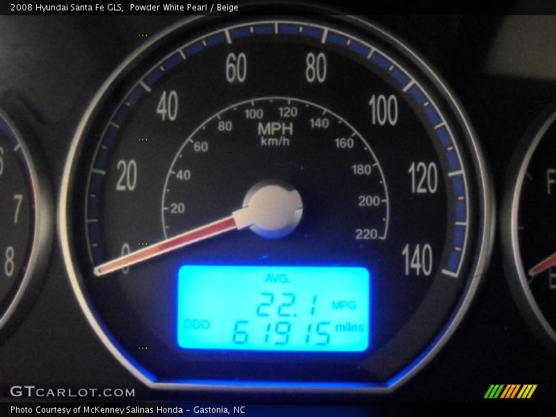 Powder White Pearl / Beige 2008 Hyundai Santa Fe GLS