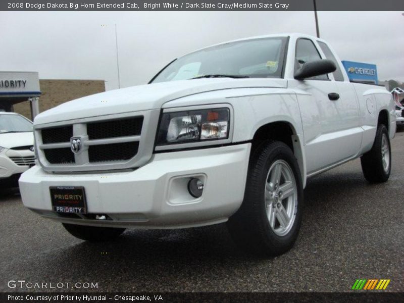 Bright White / Dark Slate Gray/Medium Slate Gray 2008 Dodge Dakota Big Horn Extended Cab