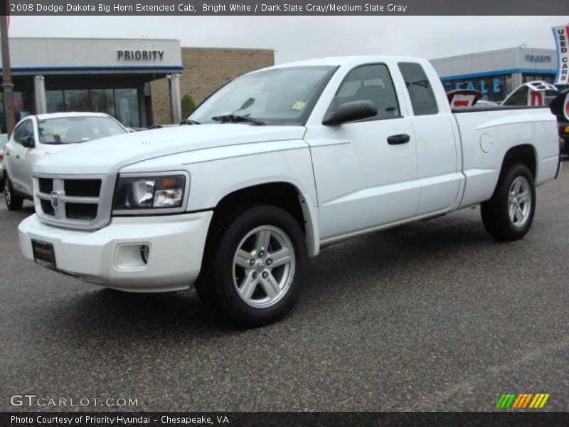 Bright White / Dark Slate Gray/Medium Slate Gray 2008 Dodge Dakota Big Horn Extended Cab