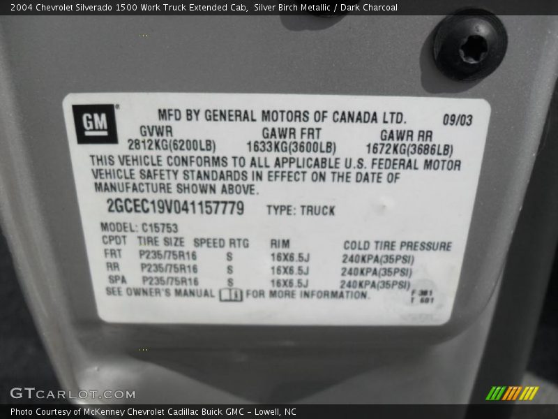 Silver Birch Metallic / Dark Charcoal 2004 Chevrolet Silverado 1500 Work Truck Extended Cab
