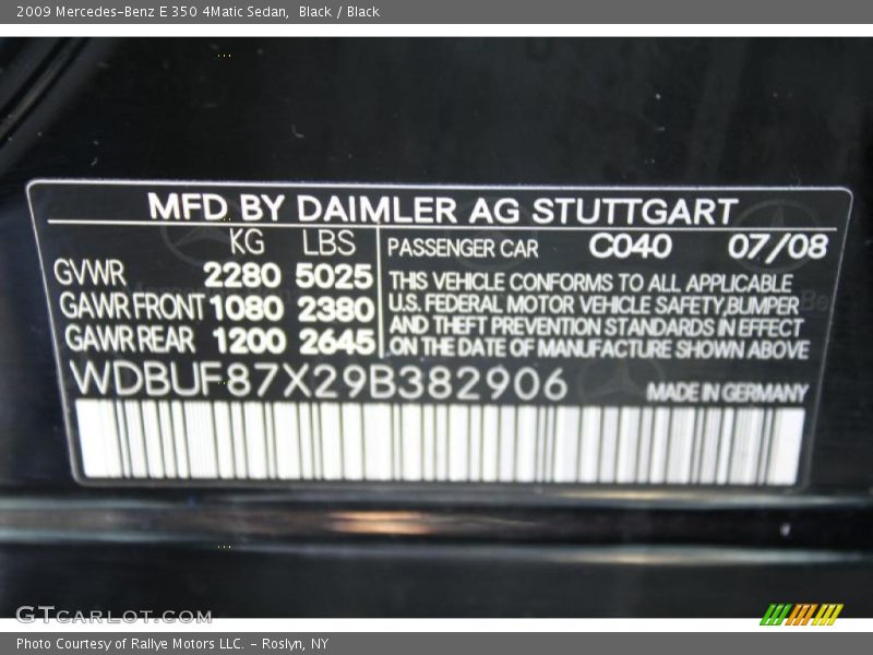 Black / Black 2009 Mercedes-Benz E 350 4Matic Sedan