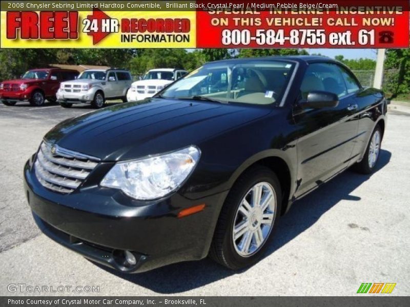 Brilliant Black Crystal Pearl / Medium Pebble Beige/Cream 2008 Chrysler Sebring Limited Hardtop Convertible