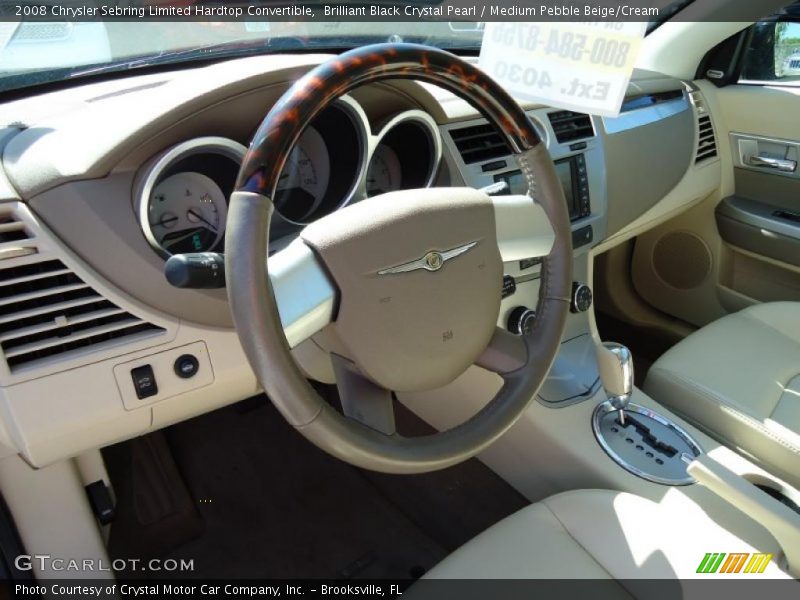 Brilliant Black Crystal Pearl / Medium Pebble Beige/Cream 2008 Chrysler Sebring Limited Hardtop Convertible
