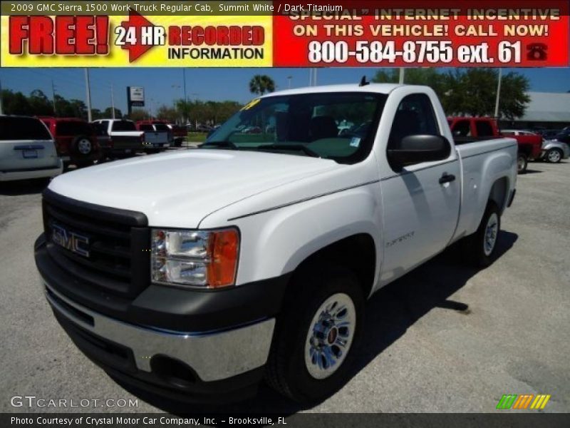 Summit White / Dark Titanium 2009 GMC Sierra 1500 Work Truck Regular Cab