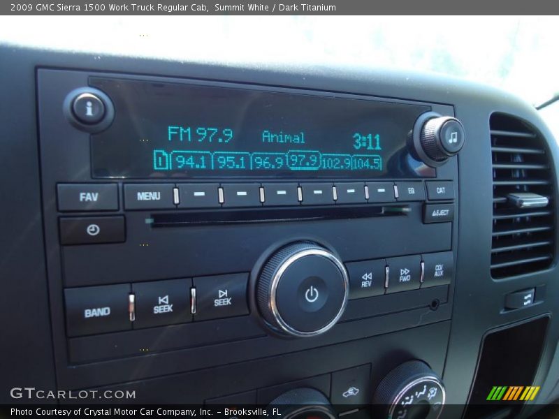 Controls of 2009 Sierra 1500 Work Truck Regular Cab