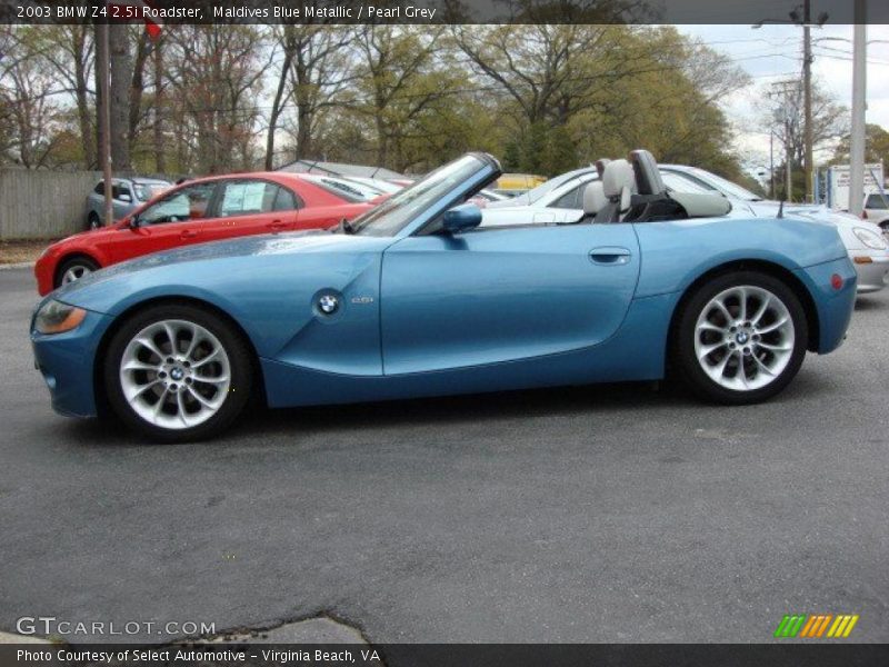 Maldives Blue Metallic / Pearl Grey 2003 BMW Z4 2.5i Roadster