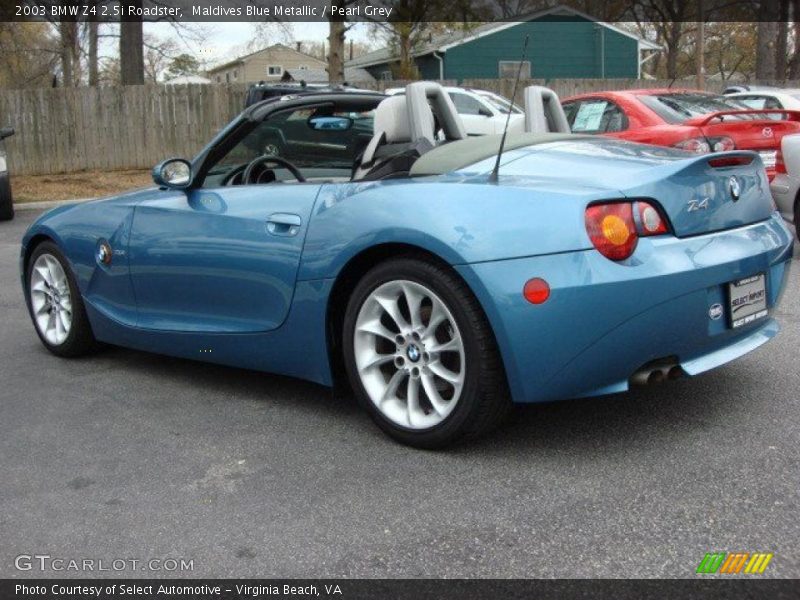 Maldives Blue Metallic / Pearl Grey 2003 BMW Z4 2.5i Roadster