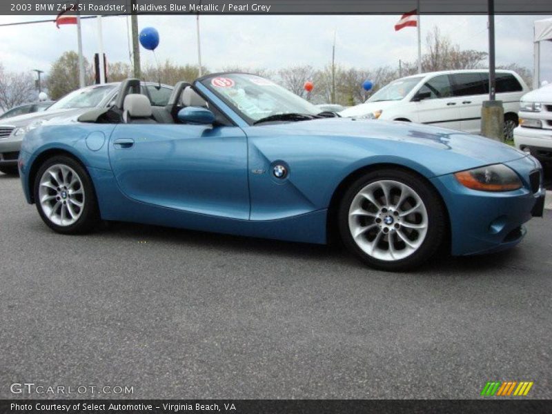 Maldives Blue Metallic / Pearl Grey 2003 BMW Z4 2.5i Roadster