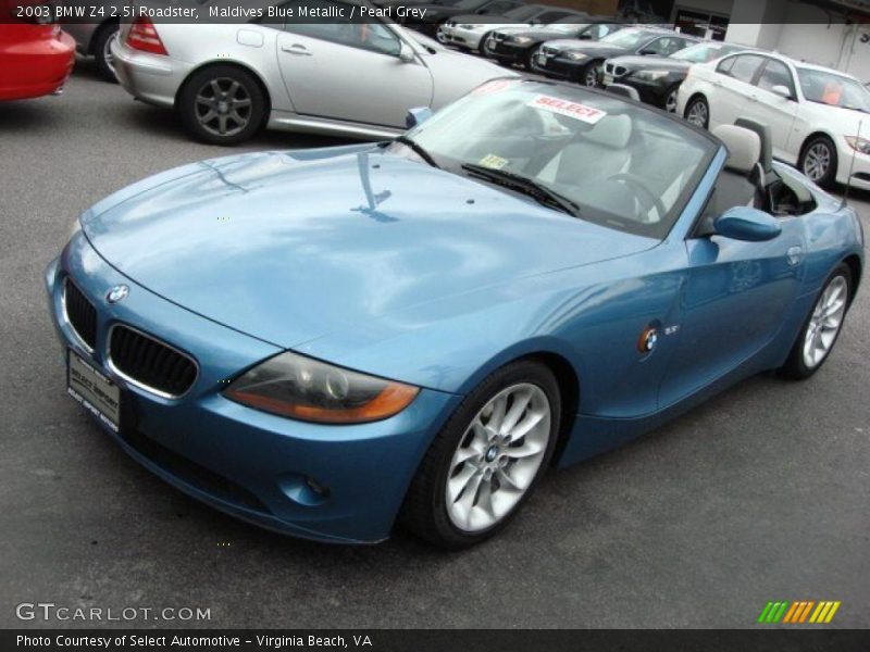 Maldives Blue Metallic / Pearl Grey 2003 BMW Z4 2.5i Roadster