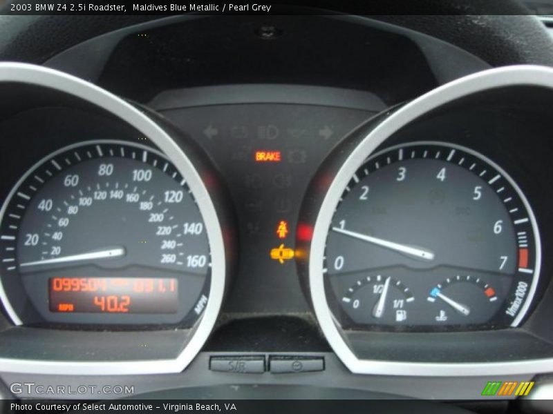 Maldives Blue Metallic / Pearl Grey 2003 BMW Z4 2.5i Roadster