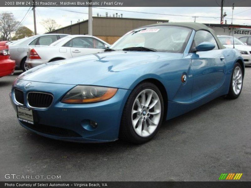 Maldives Blue Metallic / Pearl Grey 2003 BMW Z4 2.5i Roadster
