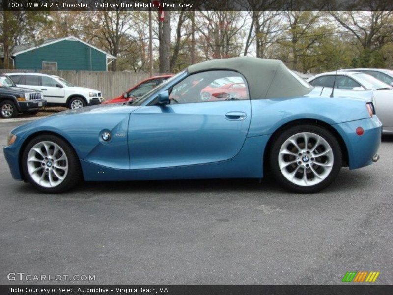 Maldives Blue Metallic / Pearl Grey 2003 BMW Z4 2.5i Roadster