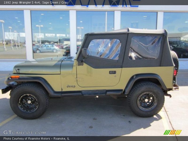 Sage Green / Gray 1992 Jeep Wrangler S 4x4