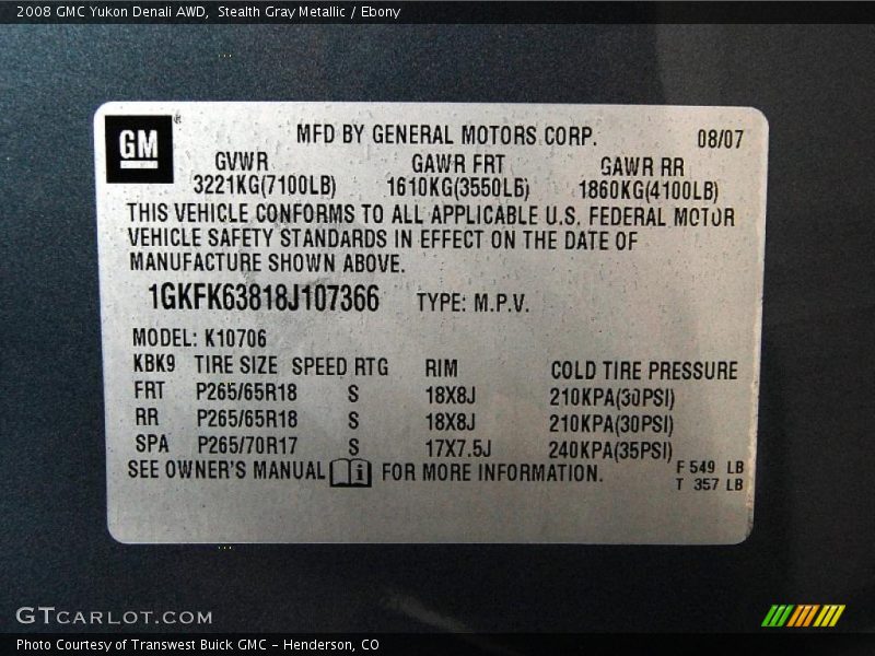 Stealth Gray Metallic / Ebony 2008 GMC Yukon Denali AWD