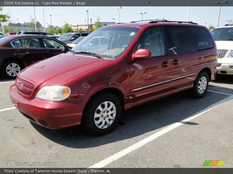 Ruby Red Metallic / Beige 2005 Kia Sedona LX