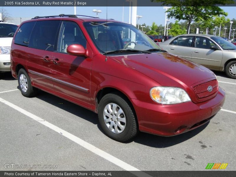 Ruby Red Metallic / Beige 2005 Kia Sedona LX