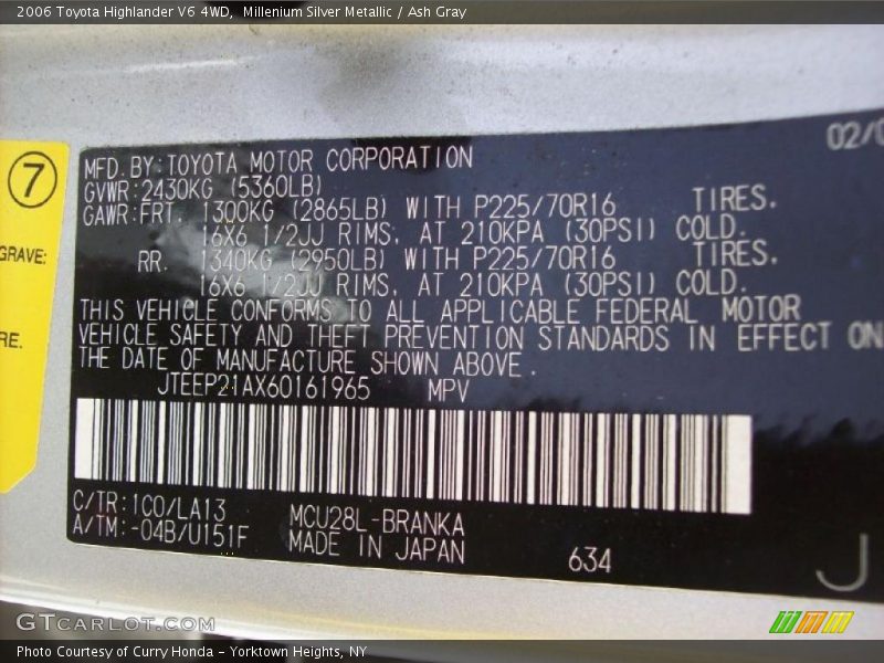 Millenium Silver Metallic / Ash Gray 2006 Toyota Highlander V6 4WD