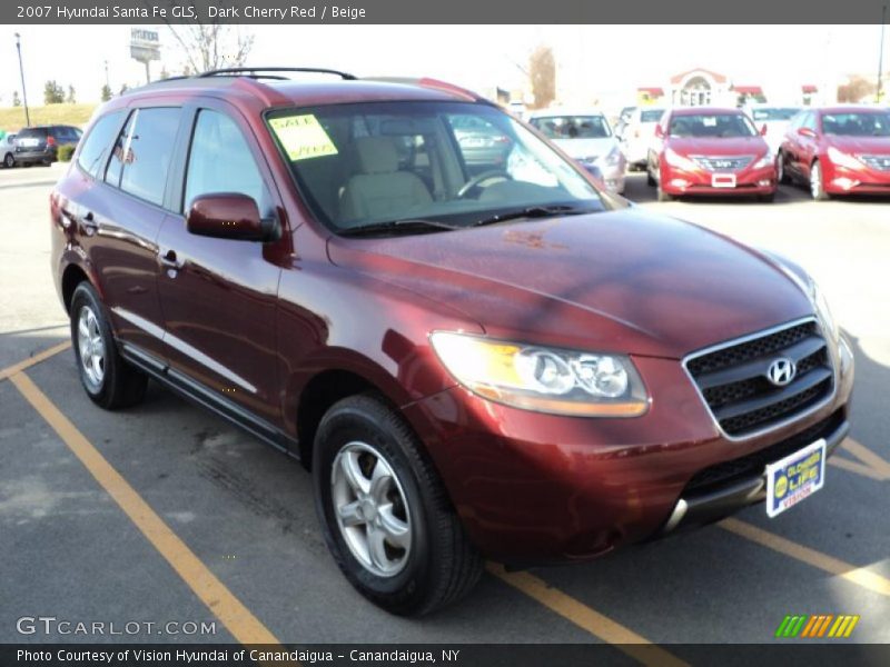 Dark Cherry Red / Beige 2007 Hyundai Santa Fe GLS