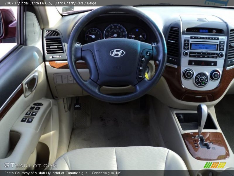 Dark Cherry Red / Beige 2007 Hyundai Santa Fe GLS