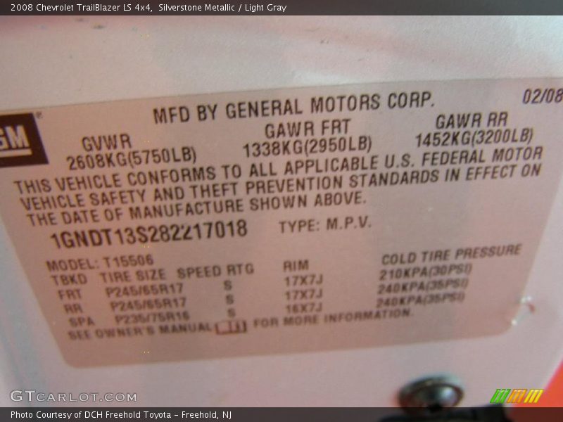 Silverstone Metallic / Light Gray 2008 Chevrolet TrailBlazer LS 4x4