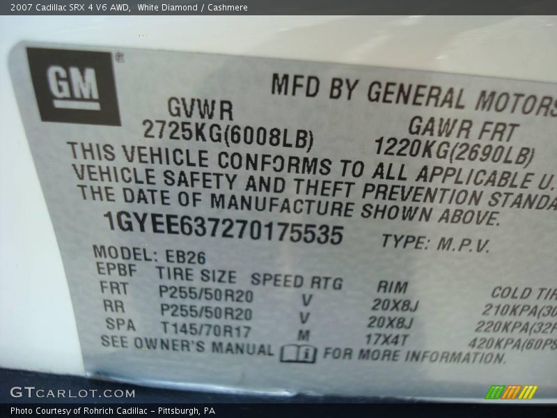 White Diamond / Cashmere 2007 Cadillac SRX 4 V6 AWD
