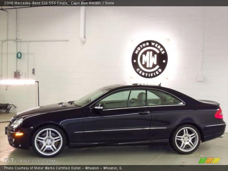 Capri Blue Metallic / Stone 2008 Mercedes-Benz CLK 550 Coupe