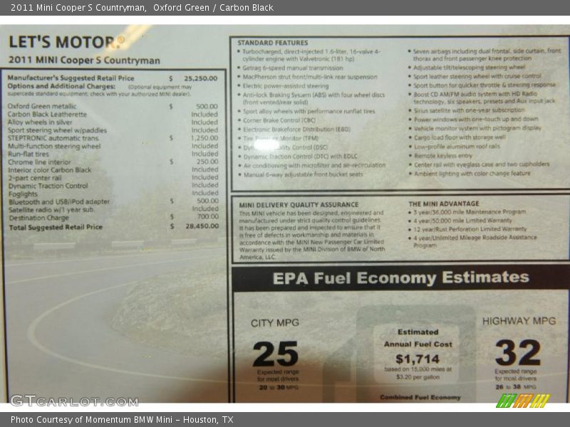 Oxford Green / Carbon Black 2011 Mini Cooper S Countryman