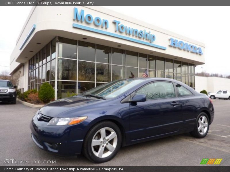 Royal Blue Pearl / Gray 2007 Honda Civic EX Coupe