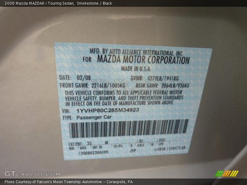 Smokestone / Black 2008 Mazda MAZDA6 i Touring Sedan
