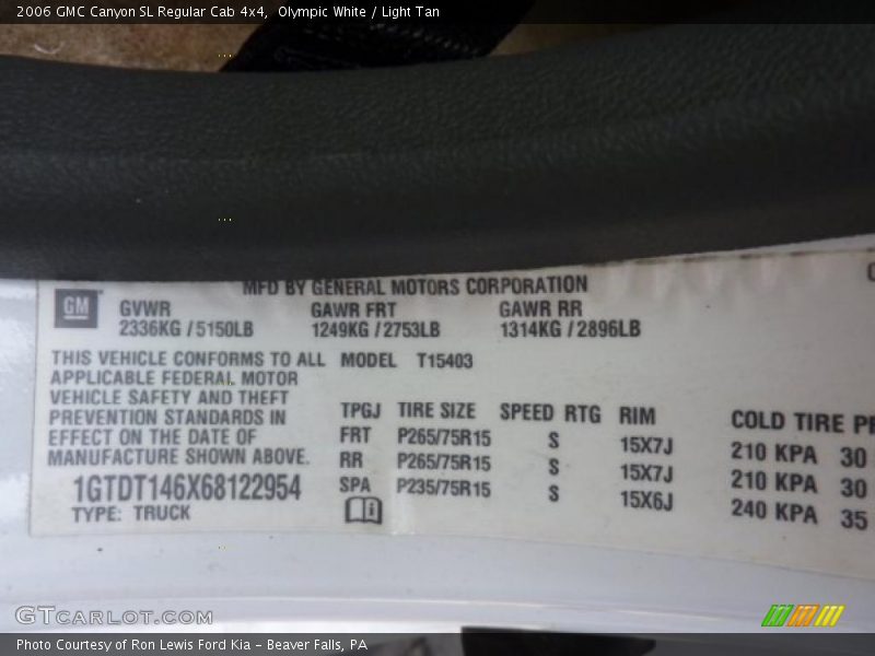Olympic White / Light Tan 2006 GMC Canyon SL Regular Cab 4x4