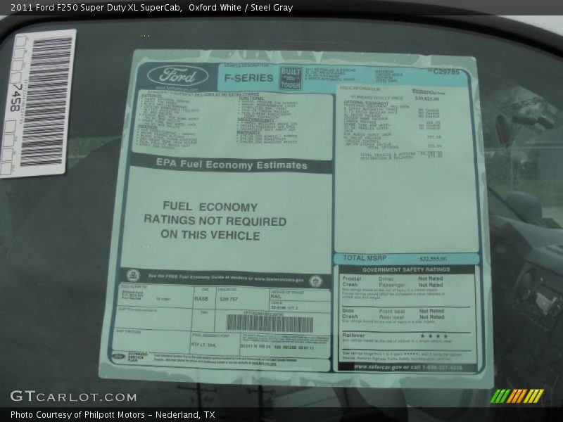  2011 F250 Super Duty XL SuperCab Window Sticker