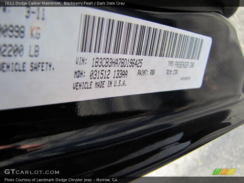 Blackberry Pearl / Dark Slate Gray 2011 Dodge Caliber Mainstreet