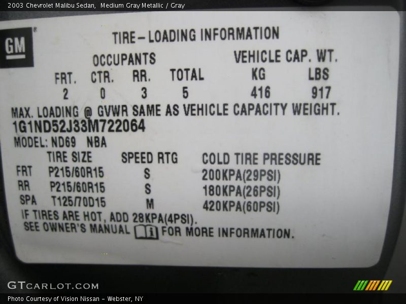 Medium Gray Metallic / Gray 2003 Chevrolet Malibu Sedan
