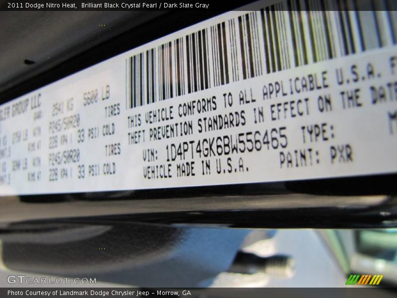 Brilliant Black Crystal Pearl / Dark Slate Gray 2011 Dodge Nitro Heat